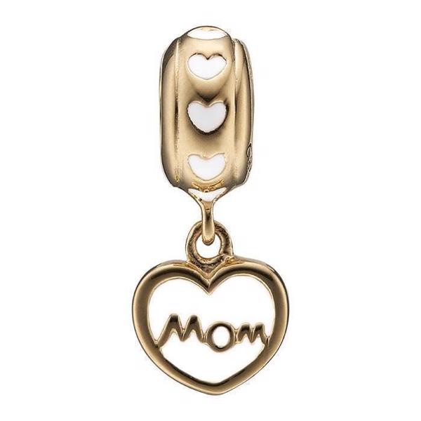 Christina Collect 925 sterling sølv Mom Love Hengende hjerte med MOM i hvit emalje